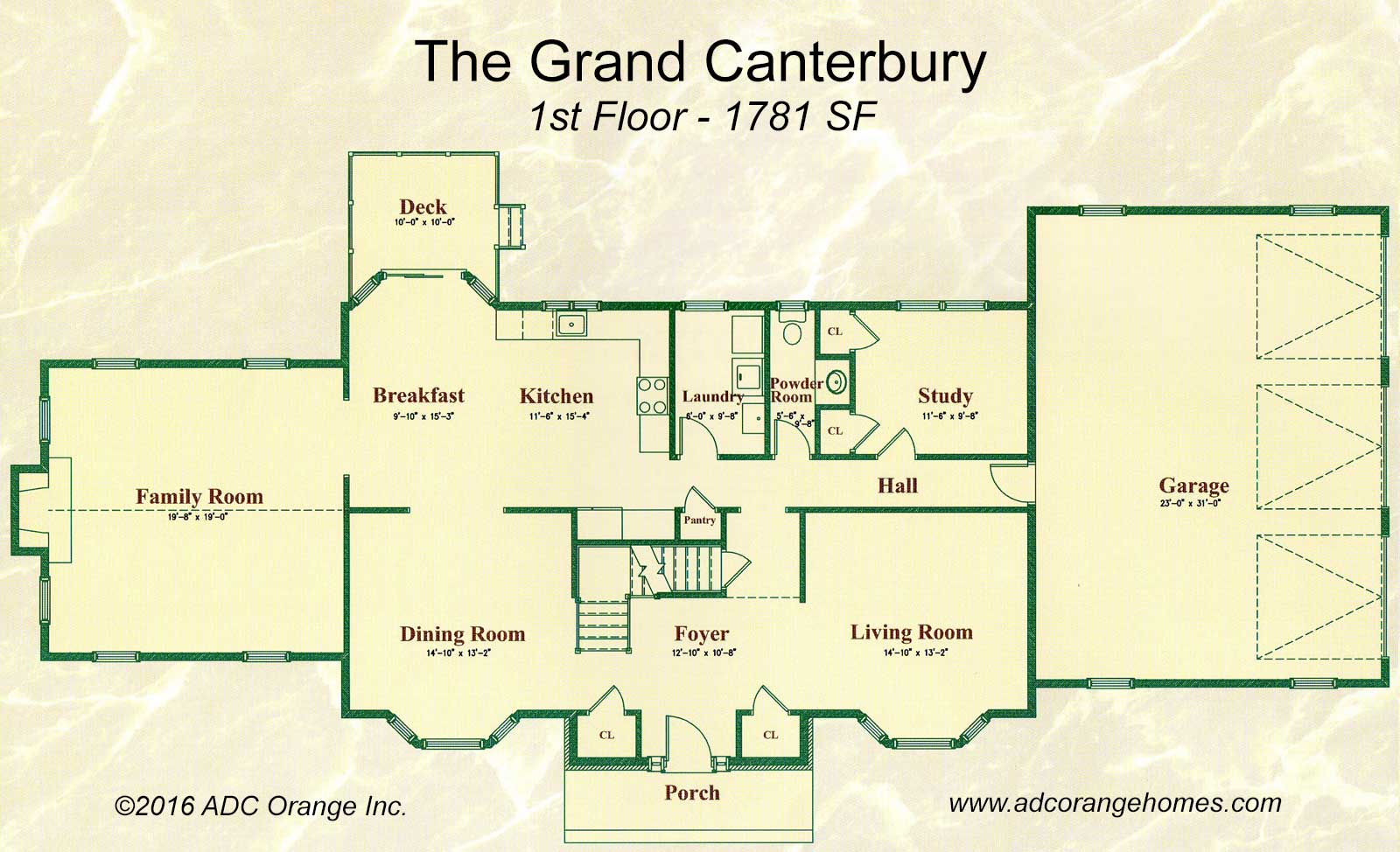 1st Floor Plan for Grand Canterbury - New Home in Orange County, New York