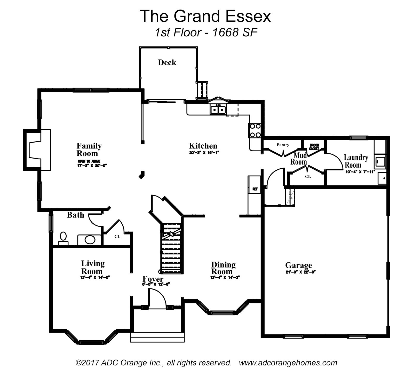 1st Floor Plan for Grand Essex - New Home in Orange County, New York