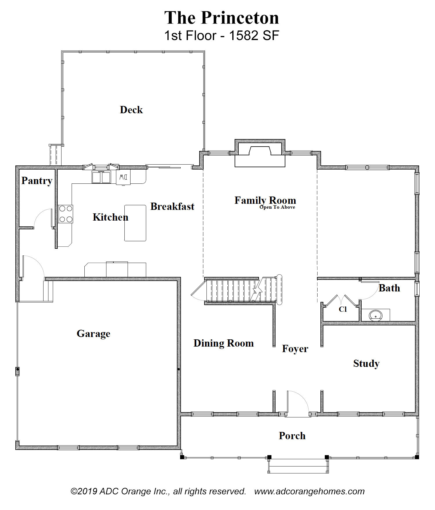 1st Floor Plan for Princeton - New Construction - Orange County, New York