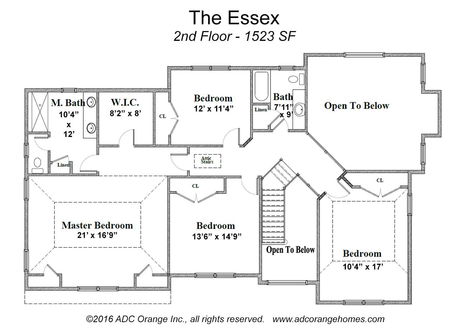 2nd Floor Plan for Essex - New Home in Orange County, New York