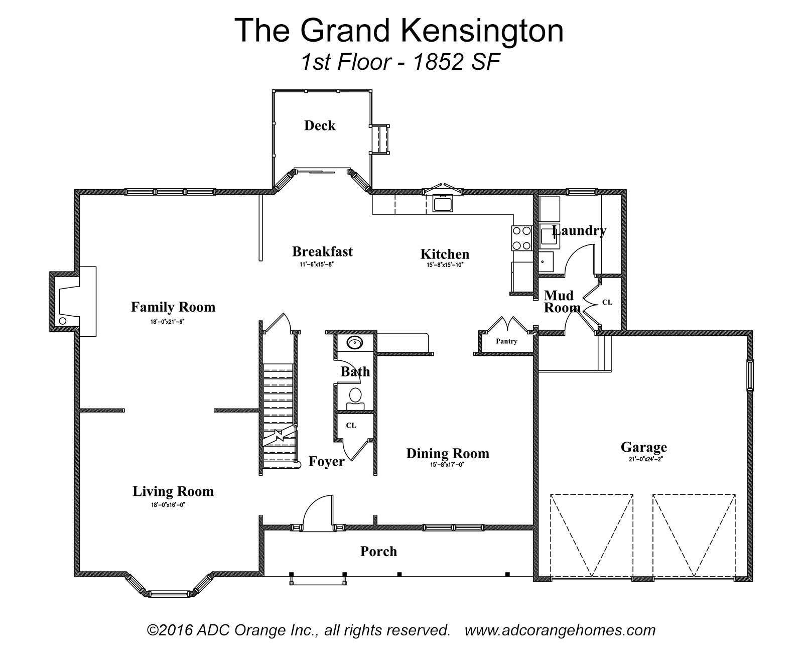 1st Floor Plan for Grand Kensington - New Home in Orange County, New York
