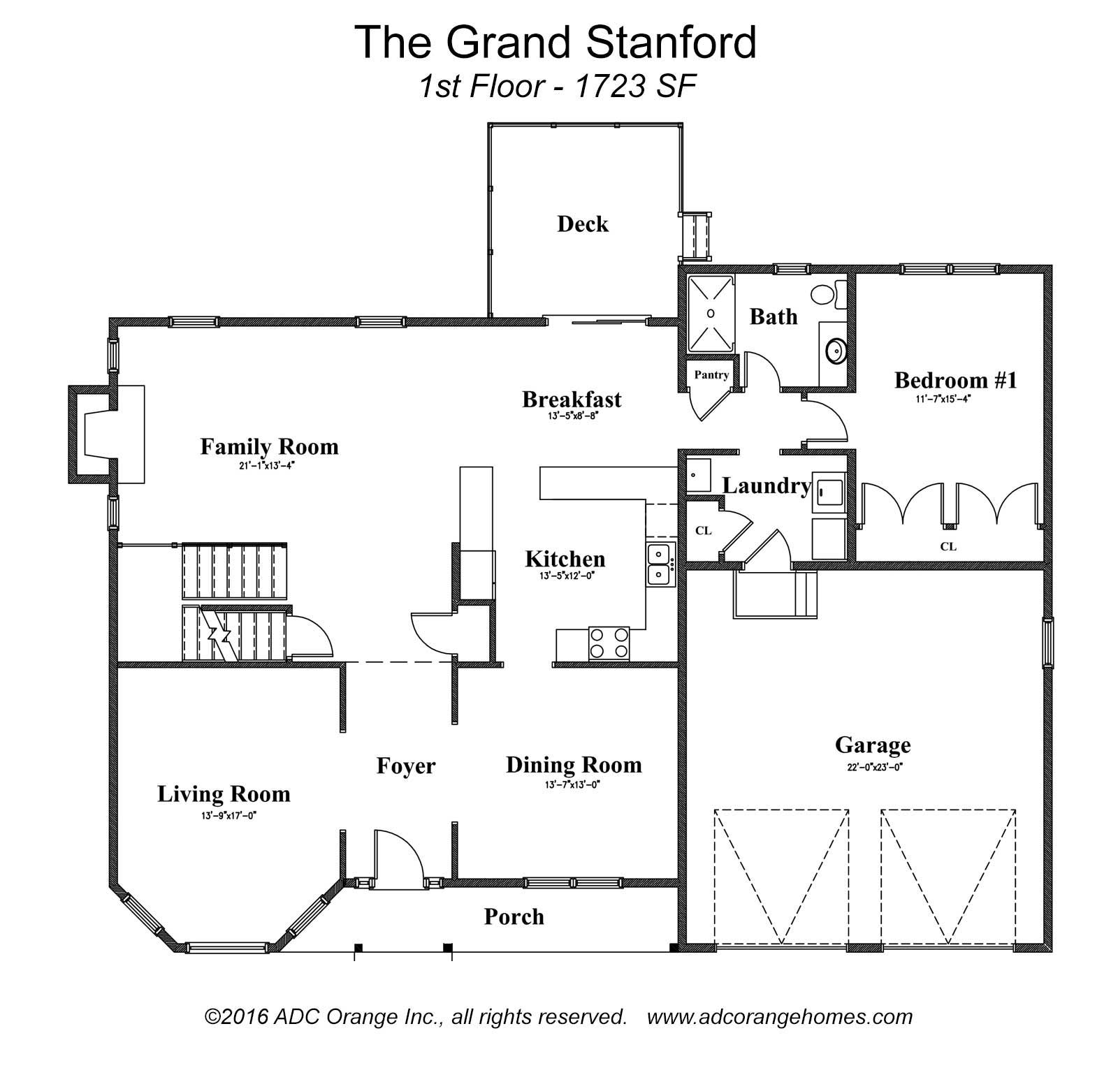 1st Floor Plan for Grand Stanford - New Home in Orange County, New York