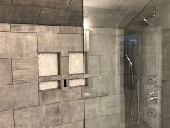 Designer tile in walk-in shower